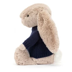 Bashful Beige Bunny with Personalised Navy Jumper
