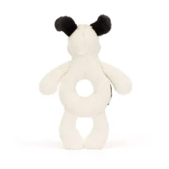 Bashful Black & Cream Puppy Ring Rattle