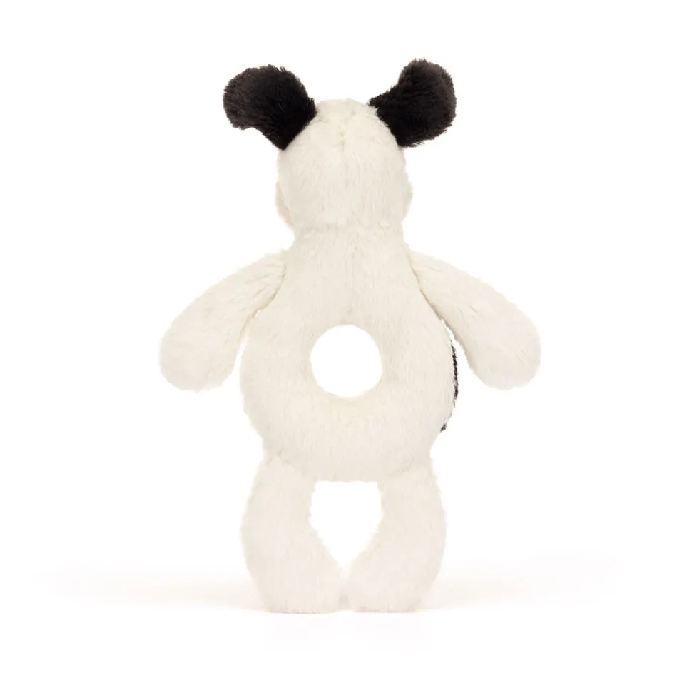 Bashful Black & Cream Puppy Ring Rattle