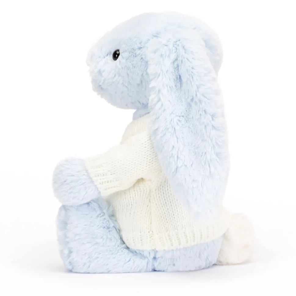 Bashful Blue Bunny with Personalised Cream Jumper
