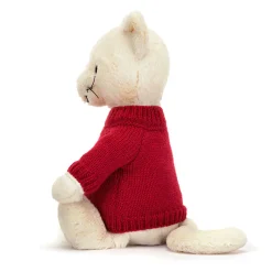 Bashful Cream Kitten with Personalised Red Jumper