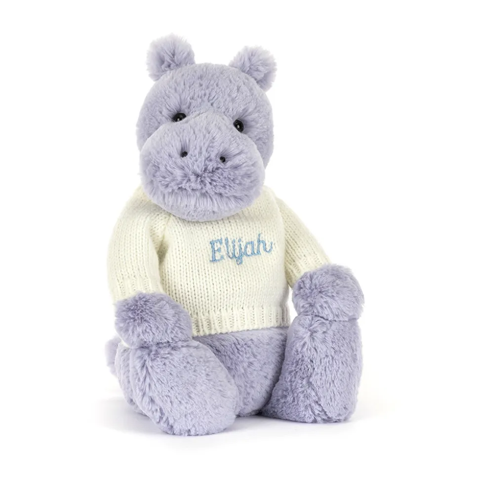 Bashful Hippo with Personalised Cream Jumper