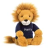 Bashful Lion with Personalised Navy Jumper