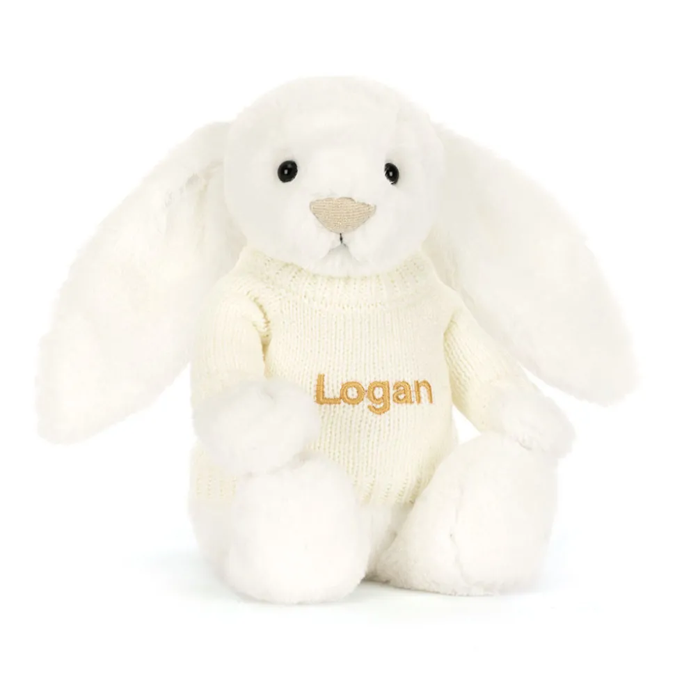 Bashful Luxe Bunny Luna with Personalised Cream Jumper