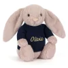 Bashful Luxe Bunny Rosa with Personalised Navy Jumper