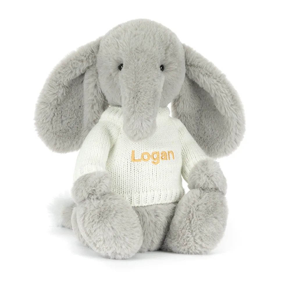 Bashful Luxe Elephant Thuddeus with Personalised Cream Jumper