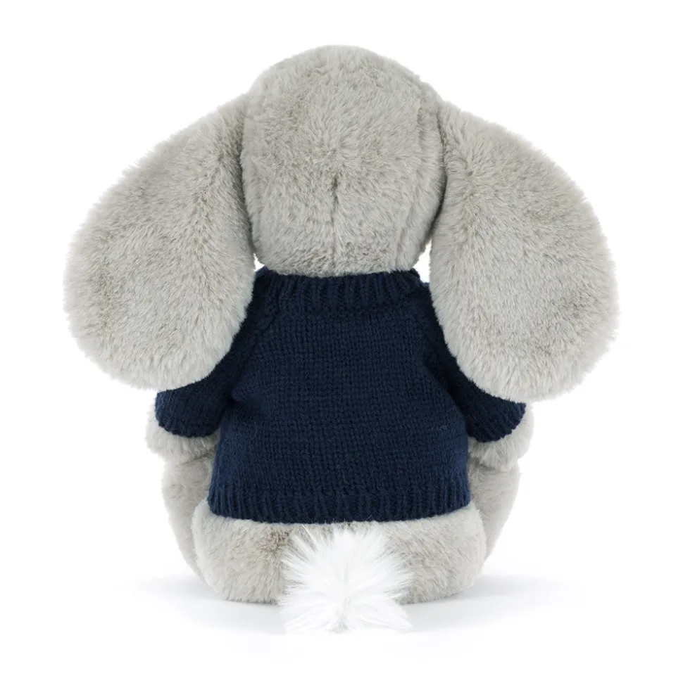 Bashful Luxe Elephant Thuddeus with Personalised Navy Jumper