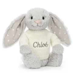 Bashful Shimmer Bunny with Personalised Cream Jumper