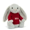 Bashful Shimmer Bunny with Personalised Red Jumper