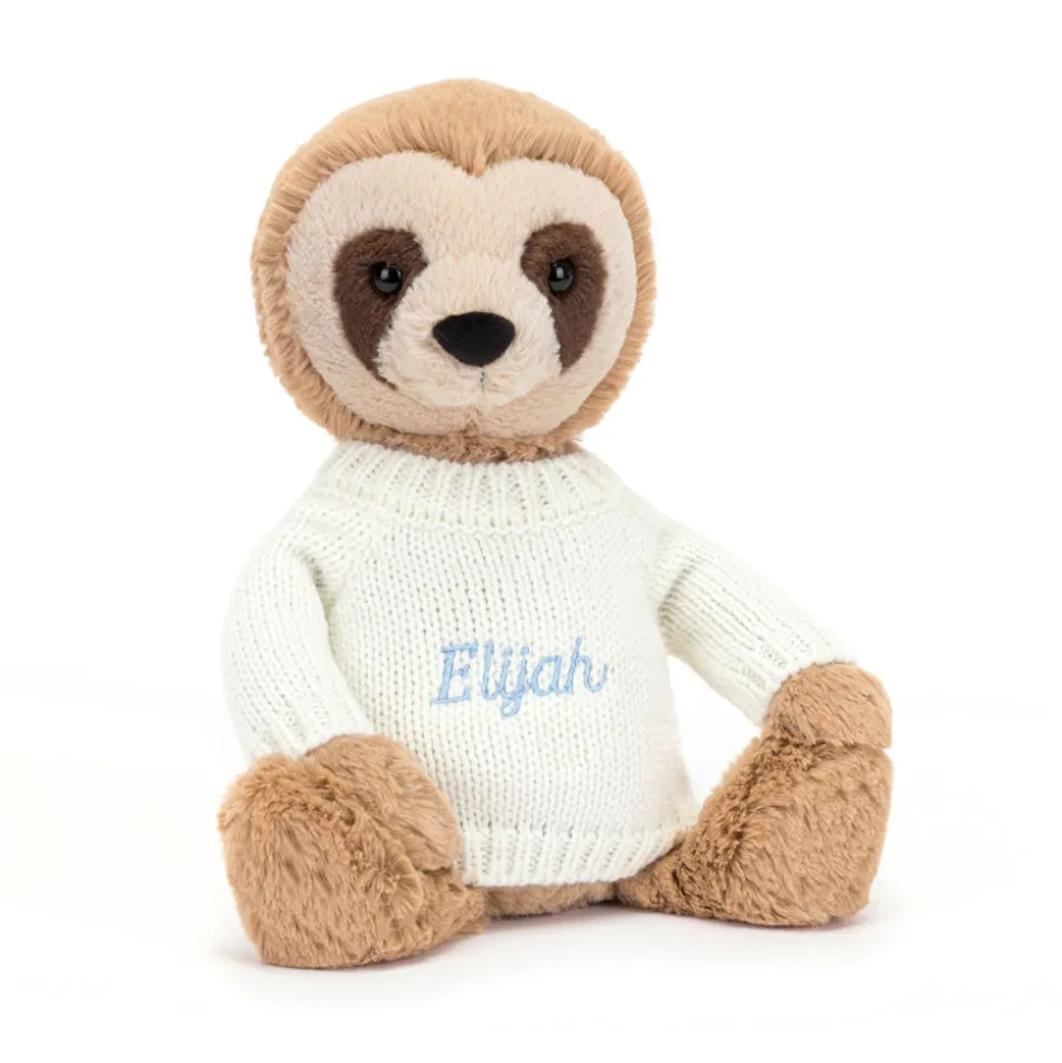 Bashful Sloth with Personalised Cream Jumper
