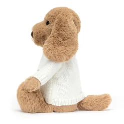 Bashful Toffee Puppy with Personalised Cream Jumper