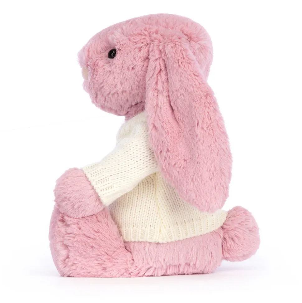 Bashful Tulip Pink Bunny with Personalised Cream Jumper