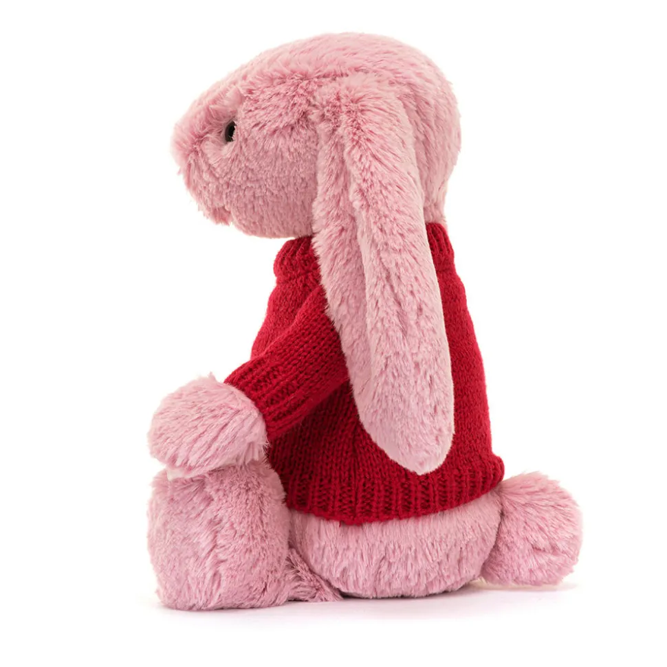 Bashful Tulip Pink Bunny with Personalised Red Jumper