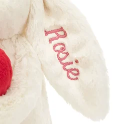 Personalised Bashful Red Love Heart Bunny Medium