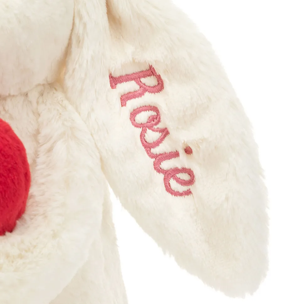 Personalised Bashful Red Love Heart Bunny Medium