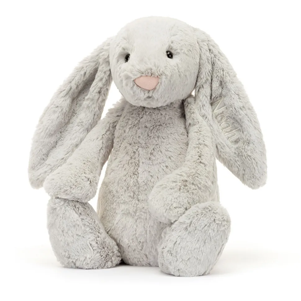 Personalised Bashful Silver Bunny Huge